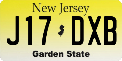 NJ license plate J17DXB