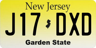 NJ license plate J17DXD