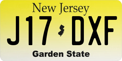 NJ license plate J17DXF