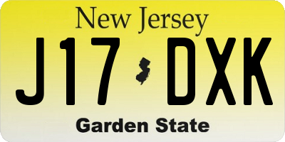 NJ license plate J17DXK