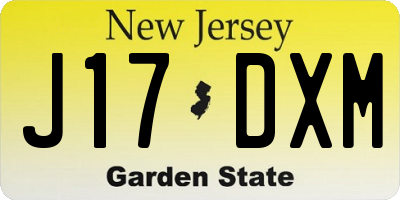NJ license plate J17DXM