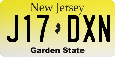 NJ license plate J17DXN