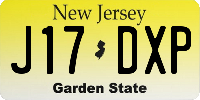 NJ license plate J17DXP