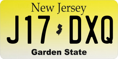 NJ license plate J17DXQ