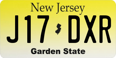NJ license plate J17DXR