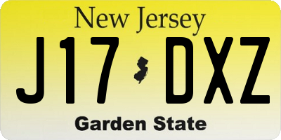 NJ license plate J17DXZ
