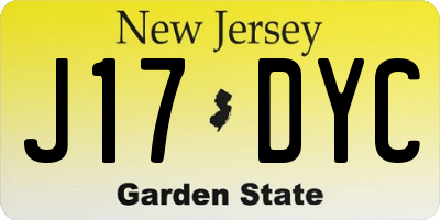 NJ license plate J17DYC