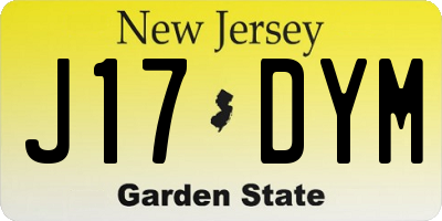 NJ license plate J17DYM