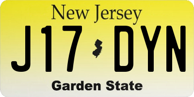 NJ license plate J17DYN