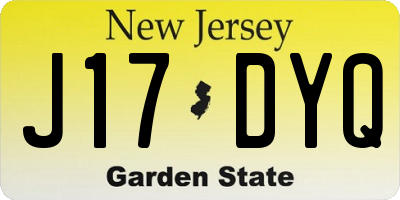 NJ license plate J17DYQ