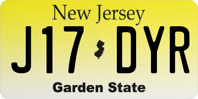 NJ license plate J17DYR