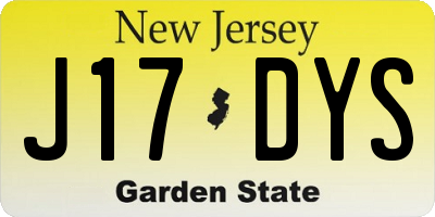 NJ license plate J17DYS