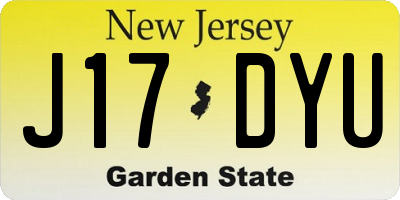 NJ license plate J17DYU