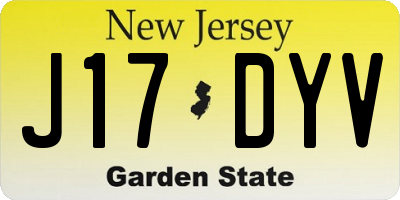 NJ license plate J17DYV