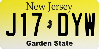 NJ license plate J17DYW