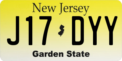 NJ license plate J17DYY