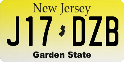 NJ license plate J17DZB