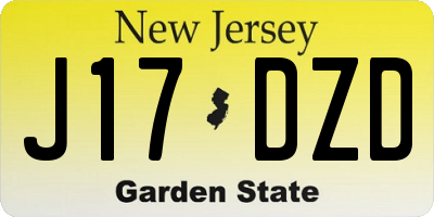 NJ license plate J17DZD
