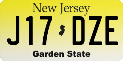 NJ license plate J17DZE