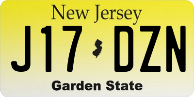 NJ license plate J17DZN