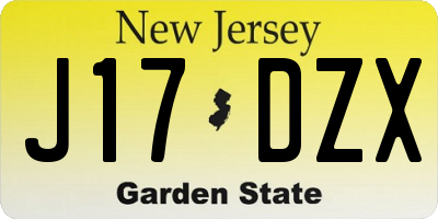 NJ license plate J17DZX