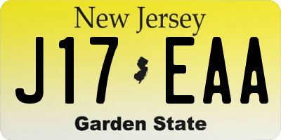 NJ license plate J17EAA