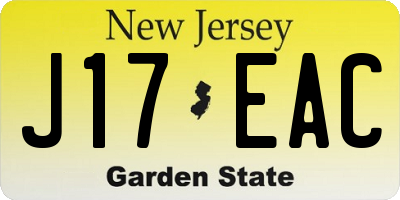 NJ license plate J17EAC