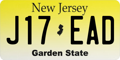 NJ license plate J17EAD