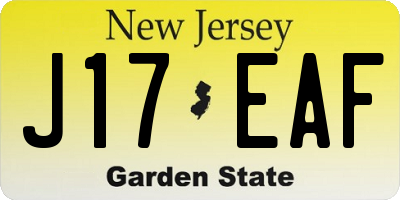NJ license plate J17EAF