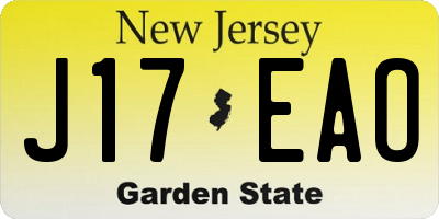 NJ license plate J17EAO