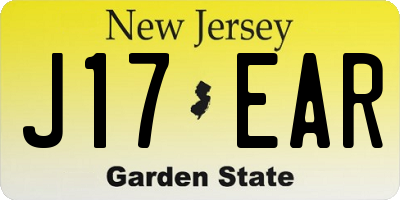 NJ license plate J17EAR