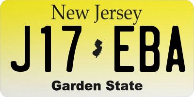 NJ license plate J17EBA