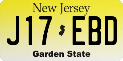 NJ license plate J17EBD