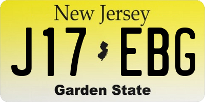 NJ license plate J17EBG