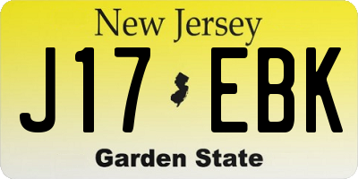 NJ license plate J17EBK