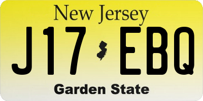 NJ license plate J17EBQ