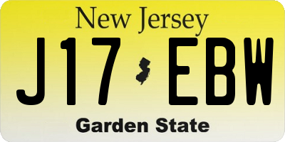 NJ license plate J17EBW