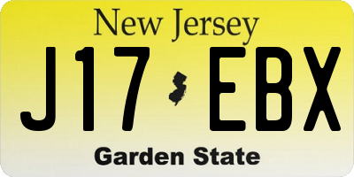 NJ license plate J17EBX