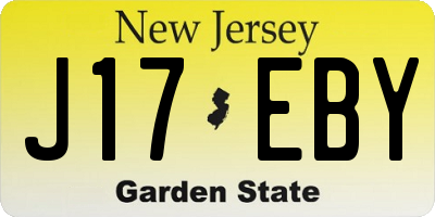 NJ license plate J17EBY