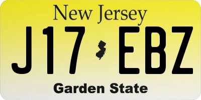 NJ license plate J17EBZ