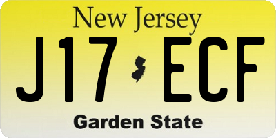 NJ license plate J17ECF