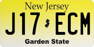 NJ license plate J17ECM