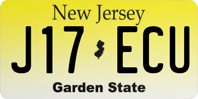 NJ license plate J17ECU