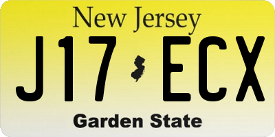 NJ license plate J17ECX