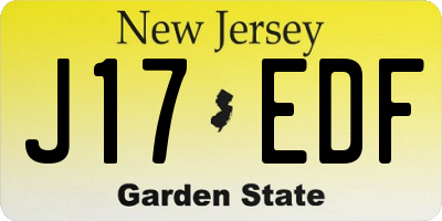 NJ license plate J17EDF
