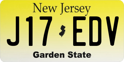 NJ license plate J17EDV