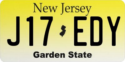 NJ license plate J17EDY