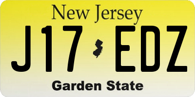 NJ license plate J17EDZ