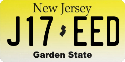 NJ license plate J17EED