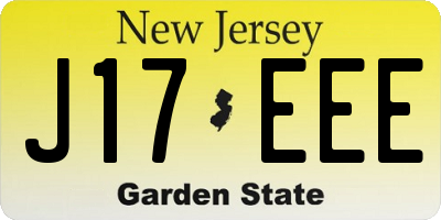 NJ license plate J17EEE